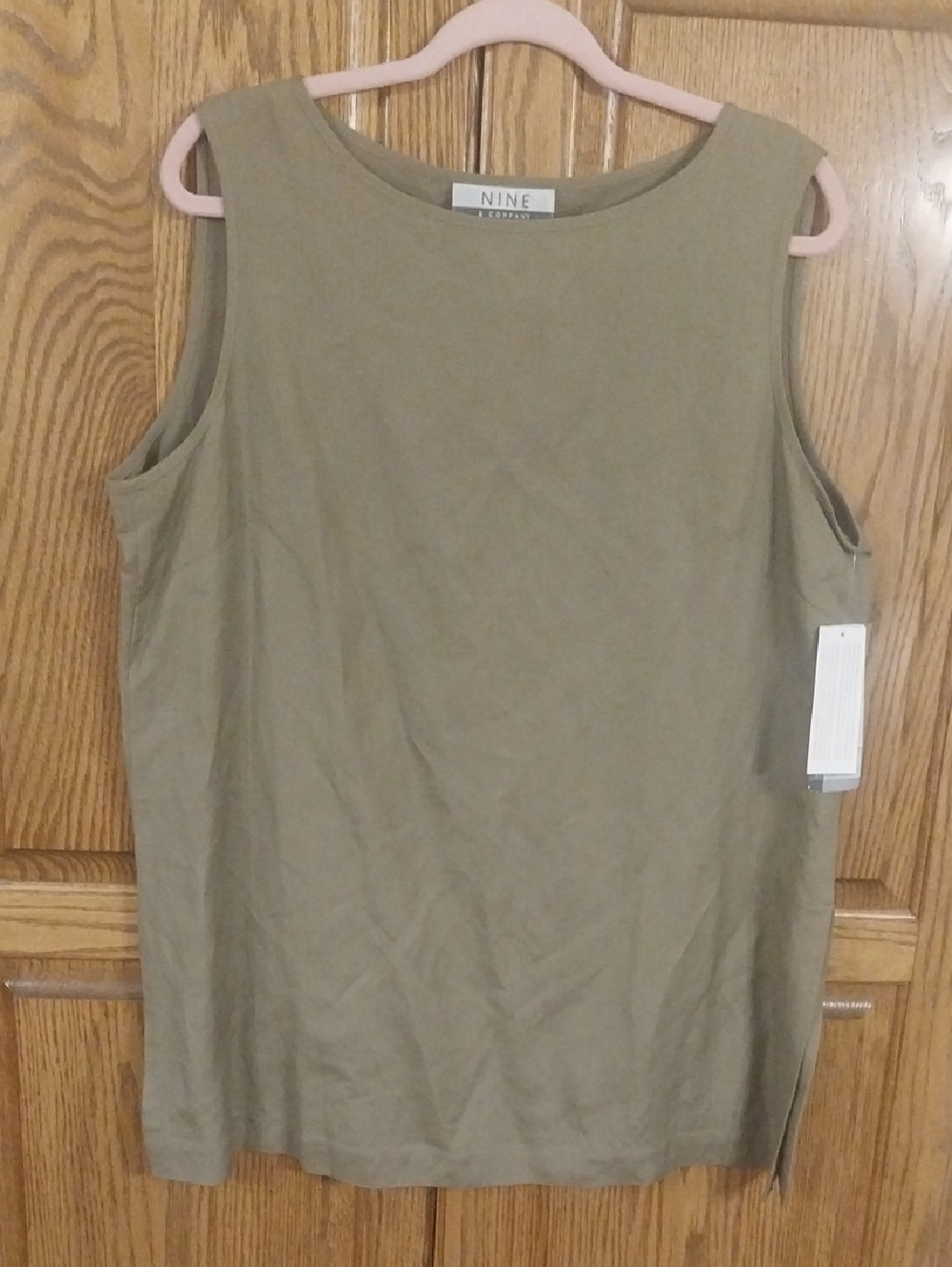 Nine & Co NWT Vintage Women's Size 16 Linen Rayon Tank Top Thyme Green Relaxed - Picture 8 of 8